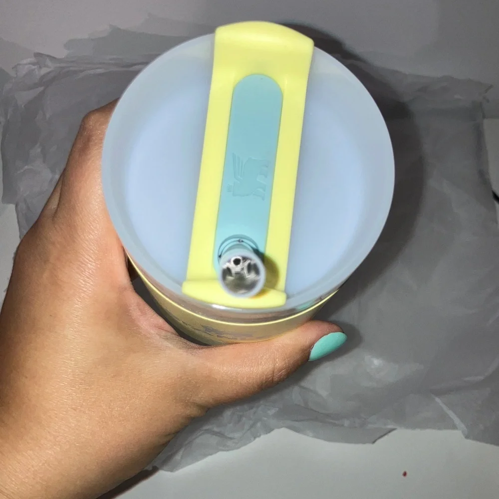 NEW Stanley Yellow 14 ounce Tumbler with Gray Lid and Straw pomelo color - Picture 6 of 8